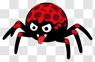 Halloween Cartoon Spider - Black And Red Spider With Spots Transparent PNG