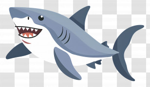 Cute Shark - Smiling Cartoon Shark With Teeth Transparent PNG