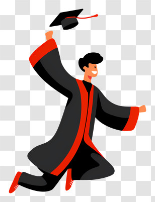 Student Jumping In Air - Graduating Student Cartoon Illustration Transparent PNG