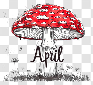 April - Whimsical Mushroom Illustration For April Transparent PNG