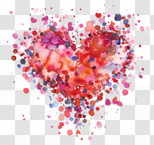 Love Design - Colorful Watercolor Heart Artwork Transparent PNG