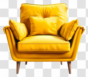 Yellow Armchair - Yellow Armchair With Cushions Transparent PNG
