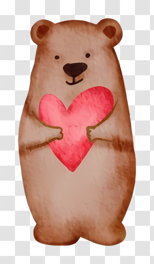 Bear - Cute Bear Holding Heart Transparent PNG
