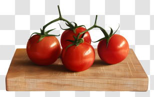 Cherry Tomato - Fresh Tomatoes On A Wooden Cutting Board Transparent PNG