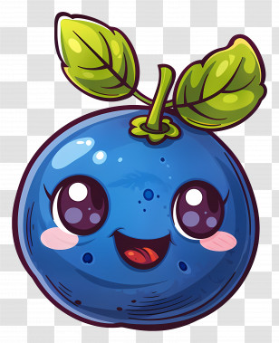 Cartoon Blueberry - Smiling Blueberry Cartoon Illustration Transparent PNG