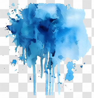 Blue Watercolor Stain - Abstract Blue Watercolor Splash Transparent PNG