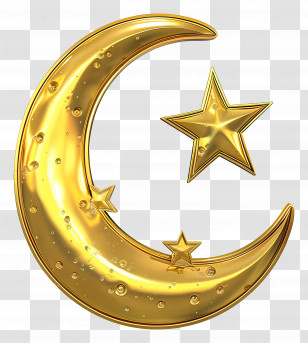 Golden Crescent - Gold Crescent Moon With Stars Transparent PNG