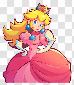 Princess Peach - Cartoon Princess In Pink Dress Transparent PNG