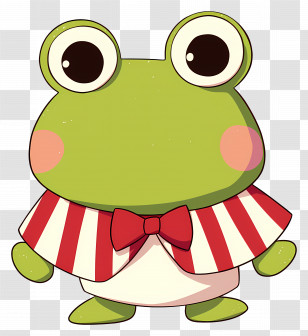 Keroppi - Cute Cartoon Frog With Red Bow Tie Transparent PNG