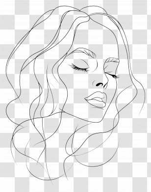 Timeless Elegance - Minimalist Line Art Woman Sketch Transparent PNG