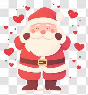 Cute Santa Clause - Cheerful Santa Claus With Hearts Transparent PNG