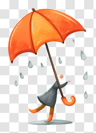 Rainy Logo - Person With Orange Umbrella Transparent PNG