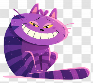 Cheshire Cat - Purple Cartoon Cat Transparent PNG