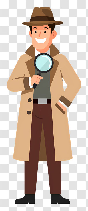 Detective With Magnifying Glass - Cartoon Detective With Magnifier Transparent PNG