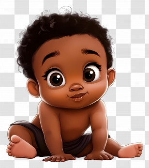 Black Baby - Adorable Cartoon Baby Illustration Transparent PNG
