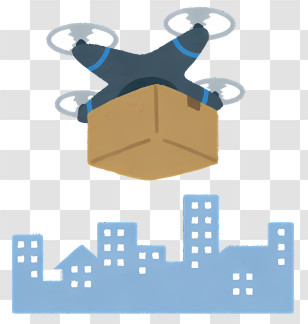Icon - Drone Delivering Package Over City Transparent PNG