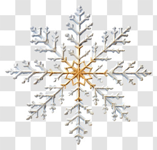 Snowflake - Intricate White And Gold Snowflake Design Transparent PNG