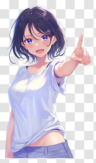 Heroic Pointing Forward - Happy Anime Girl Pointing Transparent PNG