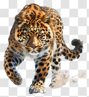 Amur Leopard - Realistic Leopard Illustration Transparent PNG