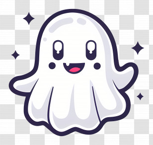 Kawaii Ghost - Adorable Smiling Cartoon Ghost Illustration Transparent PNG