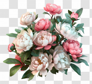 Peony Bush - Beautiful Peony Flower Bouquet Transparent PNG