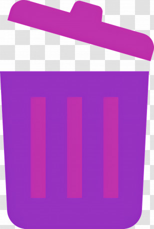 Garbage Can - Purple Trash Bin With Open Lid Illustration Transparent PNG