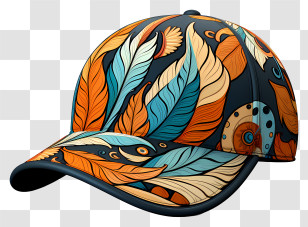 Hat - Colorful Feather Patterned Cap Transparent PNG