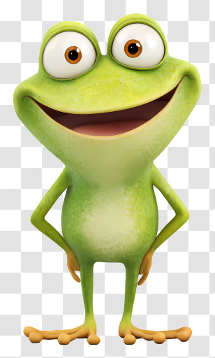 Funny Frog - Green Cartoon Frog Smiling Transparent PNG