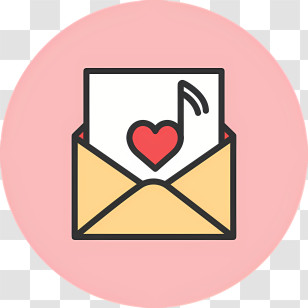 Flat Line Valentines Elements - Love Letter Icon With Heart Transparent PNG