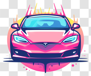 Telsa Car - Vibrant Car Illustration Transparent PNG