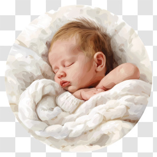 Newborn - Sleeping Baby Wrapped In A White Blanket Transparent PNG