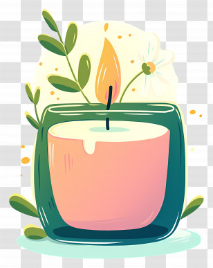 Aromatherapy Candle - Candle In A Nature-Inspired Green Holder Transparent PNG