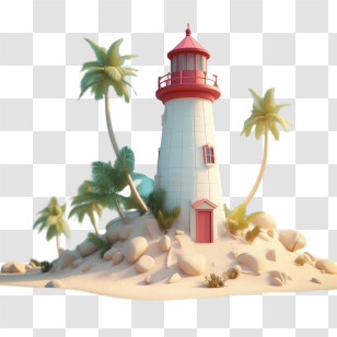 Beach Island
 - Cartoon Lighthouse On A Sandy Island Transparent PNG