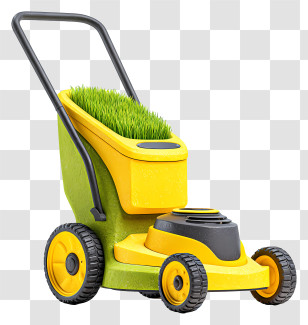 Lawn Mower - Cartoon Lawn Mower With Grass Transparent PNG