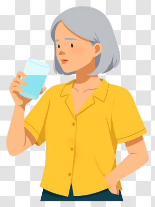 Woman Drinking Water - Woman With Glass Of Water Transparent PNG