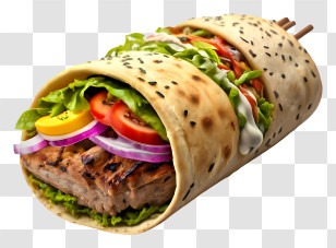 Sandwich - Delicious Shawarma Wrap With Vegetables Transparent PNG