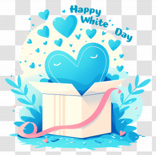 Happy White Day - Blue Heart Gift Box For White Day Transparent PNG