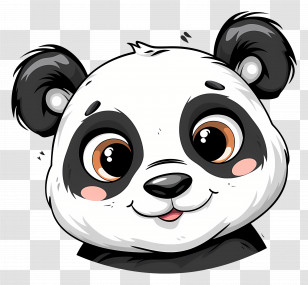 Cartoon Panda Head With Cute Expression - Adorable Cartoon Panda Face Illustration Transparent PNG