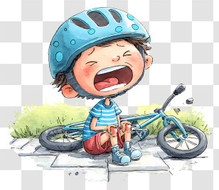 Boy Falling Off Bicycle - Crying Boy With Bicycle Transparent PNG