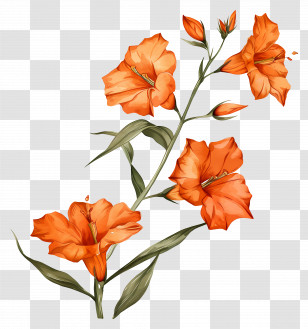 Orange Sandersonia - Orange Gladiolus Flowers Illustration Transparent PNG