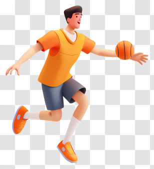 Handball - Basketball Player Dribbling Illustration In Motion Transparent PNG