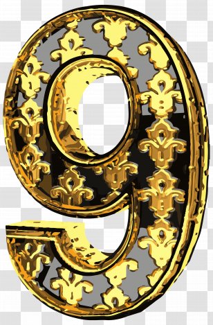 Number Four Clip Art - Pattern - Elegant Vintage Nine Image Transparent PNG