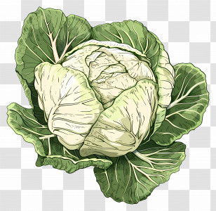 White Cabbage - Green Leafy Cabbage Transparent PNG