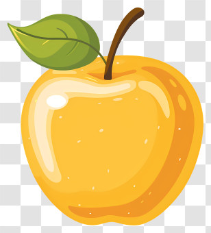Golden Apple - Golden Apple Illustration With Green Leaf Transparent PNG