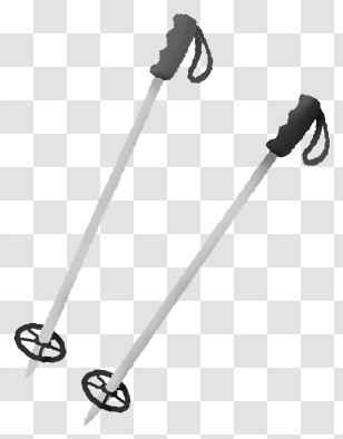Icon - Black And White Ski Poles For Winter Sports Transparent PNG