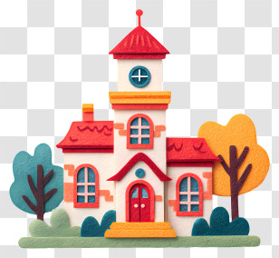 School Education - Colorful Doodle House Illustration Transparent PNG
