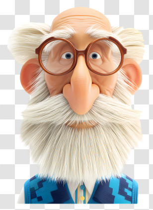 3d Old Man Avatar - Cartoon Old Man With Glasses Transparent PNG