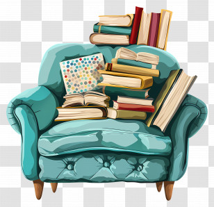 Sofa - Books On A Cozy Chair Transparent PNG