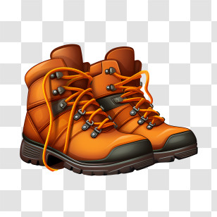 Boots - Bright Orange Hiking Boots Transparent PNG