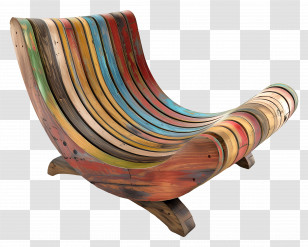 Wooden Chair - Artistic Colorful Wooden Chair Transparent PNG